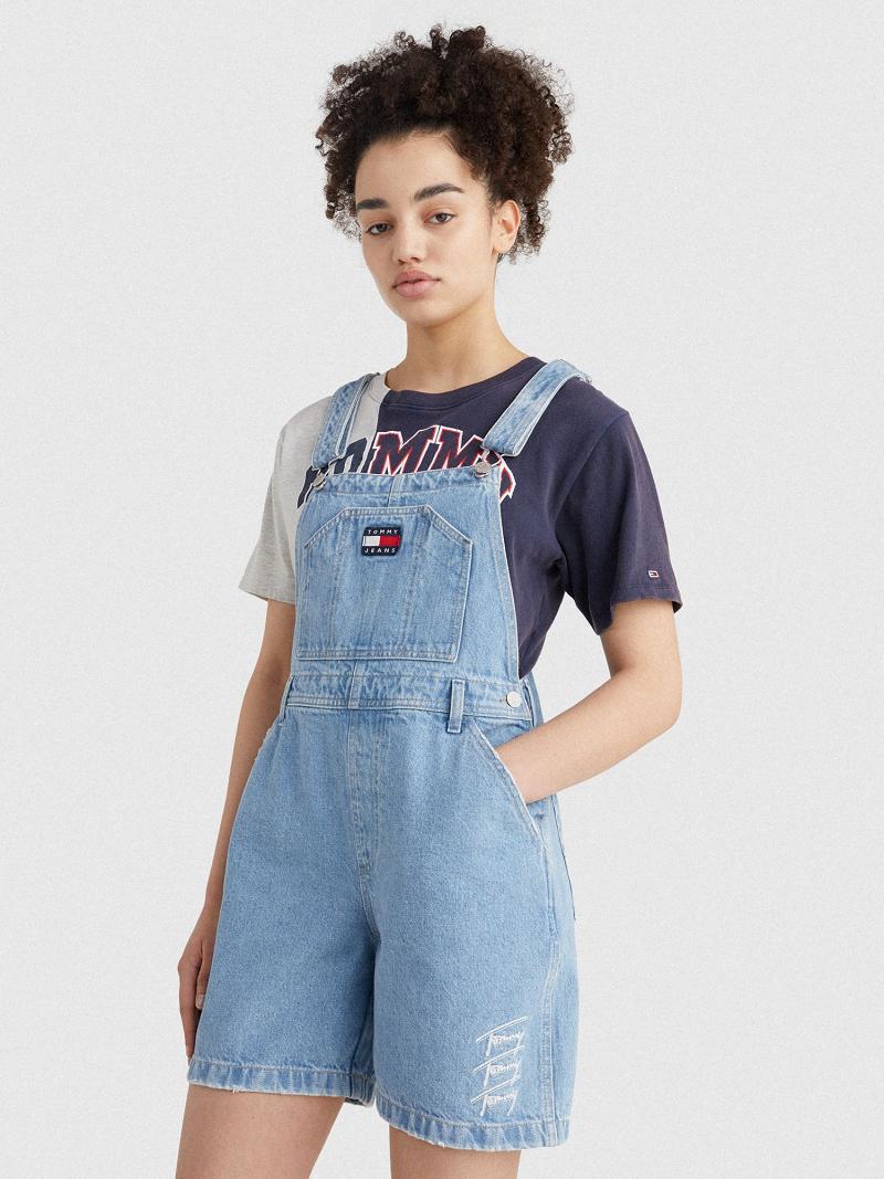 Női Tommy Hilfiger Denim Overall Rövid Szoknya Kék | HU 325MQZ